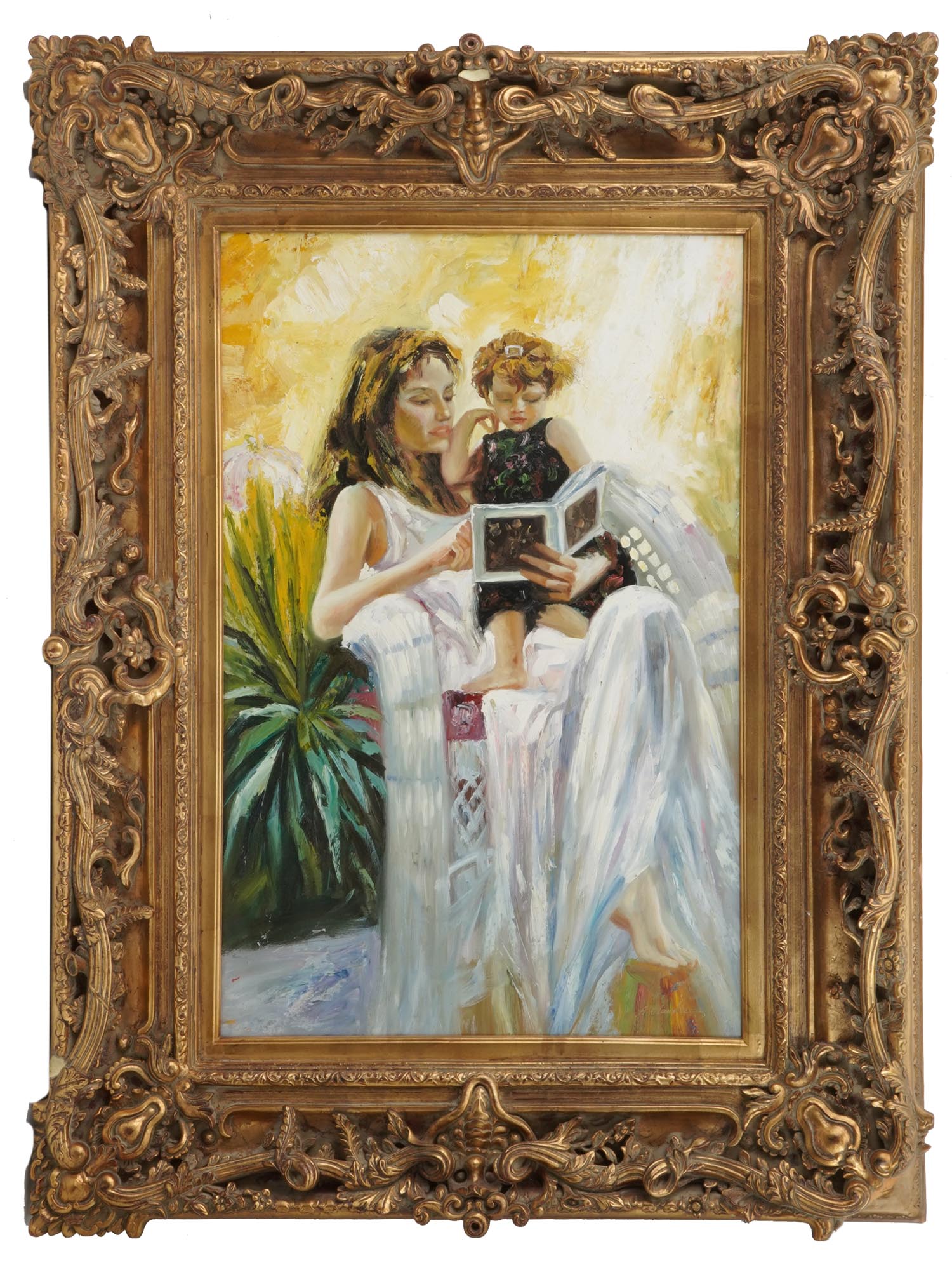 OIL PAINTING MOTHER AND CHILD SIGNED A CLAUDIA PIC-0